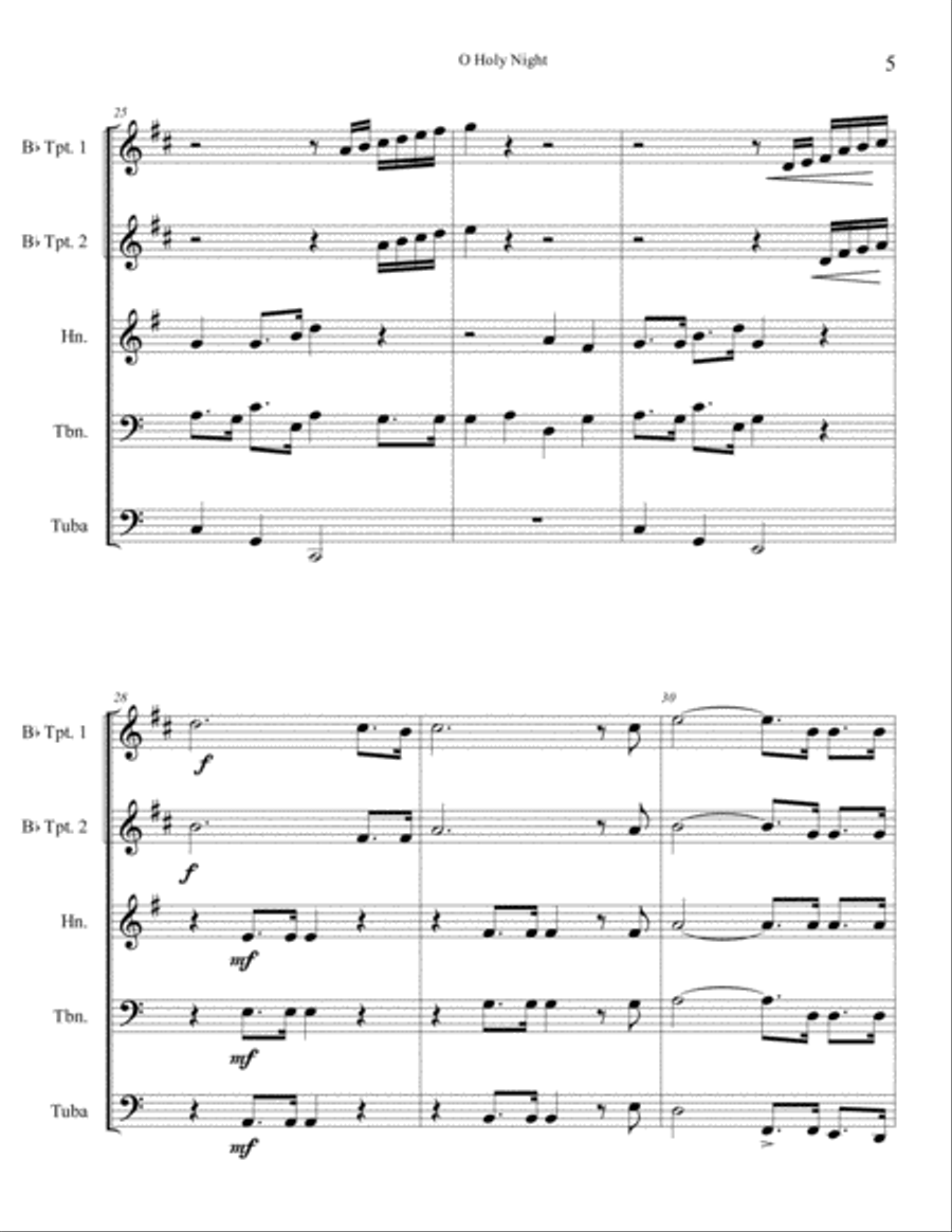 O Holy Night Brass Ensemble scores gallery preview page 6
