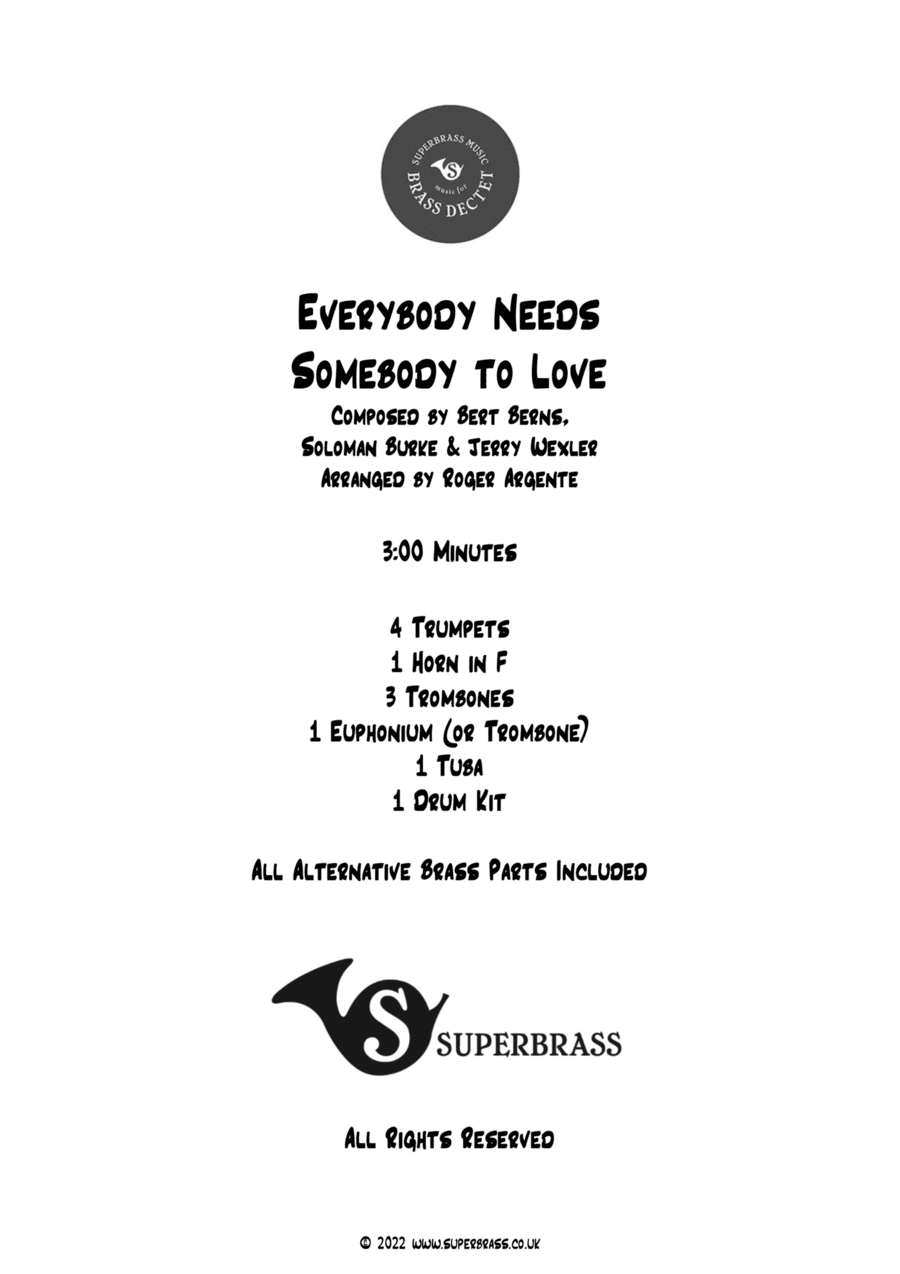 Everybody Needs Somebody To Love Euphonium scores gallery preview page 1