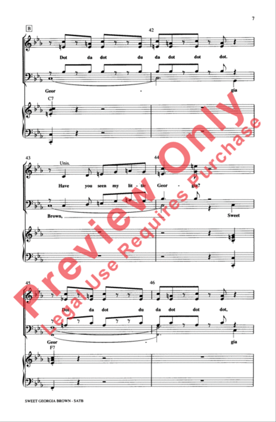 Sweet Georgia Brown Sweet Georgia Brown 4-Part scores gallery preview page 7