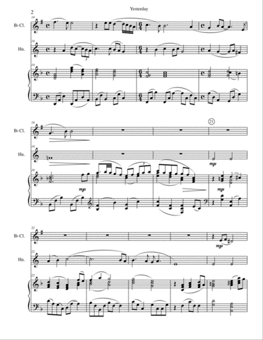 Yesterday Yesterday Woodwind Duet scores gallery preview page 2