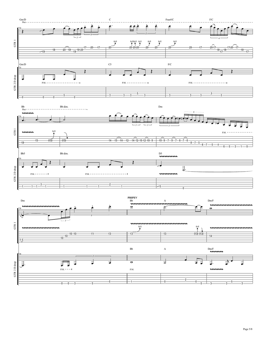 SRESHTA - SHTURCITE Cover by SLAVE FULL SCORE- Среща - Щурците Кавър партитура/таблатура: Acoustic Guitar scores gallery preview page 6