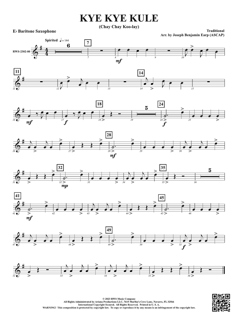 Kye Kye Kule - Chay Chay Koo-lay: E-flat Baritone Saxophone Baritone Saxophone scores gallery preview page 1