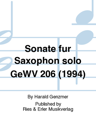 Book cover for Sonate für Saxophon solo GeWV 206 (1994)