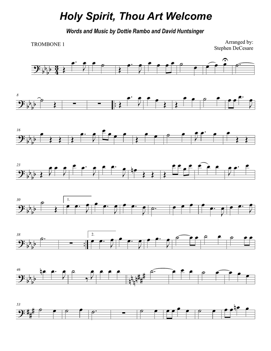 Holy Spirit, Thou Art Welcome Trombone Duet scores gallery preview page 5