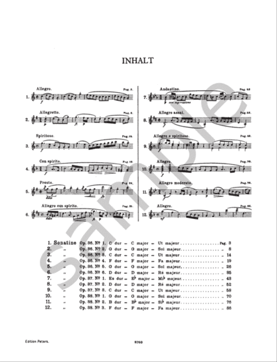 Sonatinas for Piano Piano scores gallery preview page 2