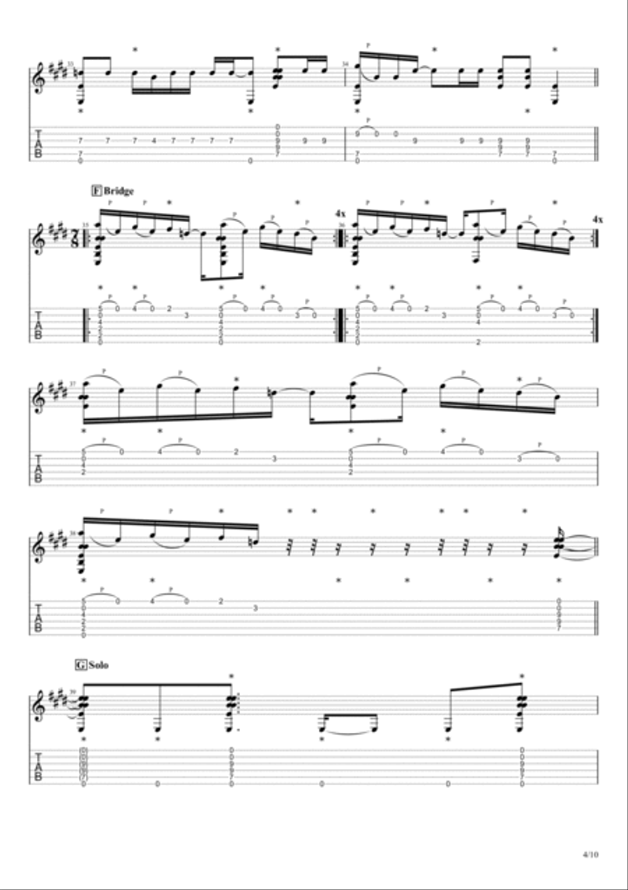 Tom Sawyer Guitar Tablature scores gallery preview page 4