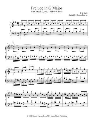 Book cover for Prelude in G Major, WTC Book 2, No. 15 (BWV 884)