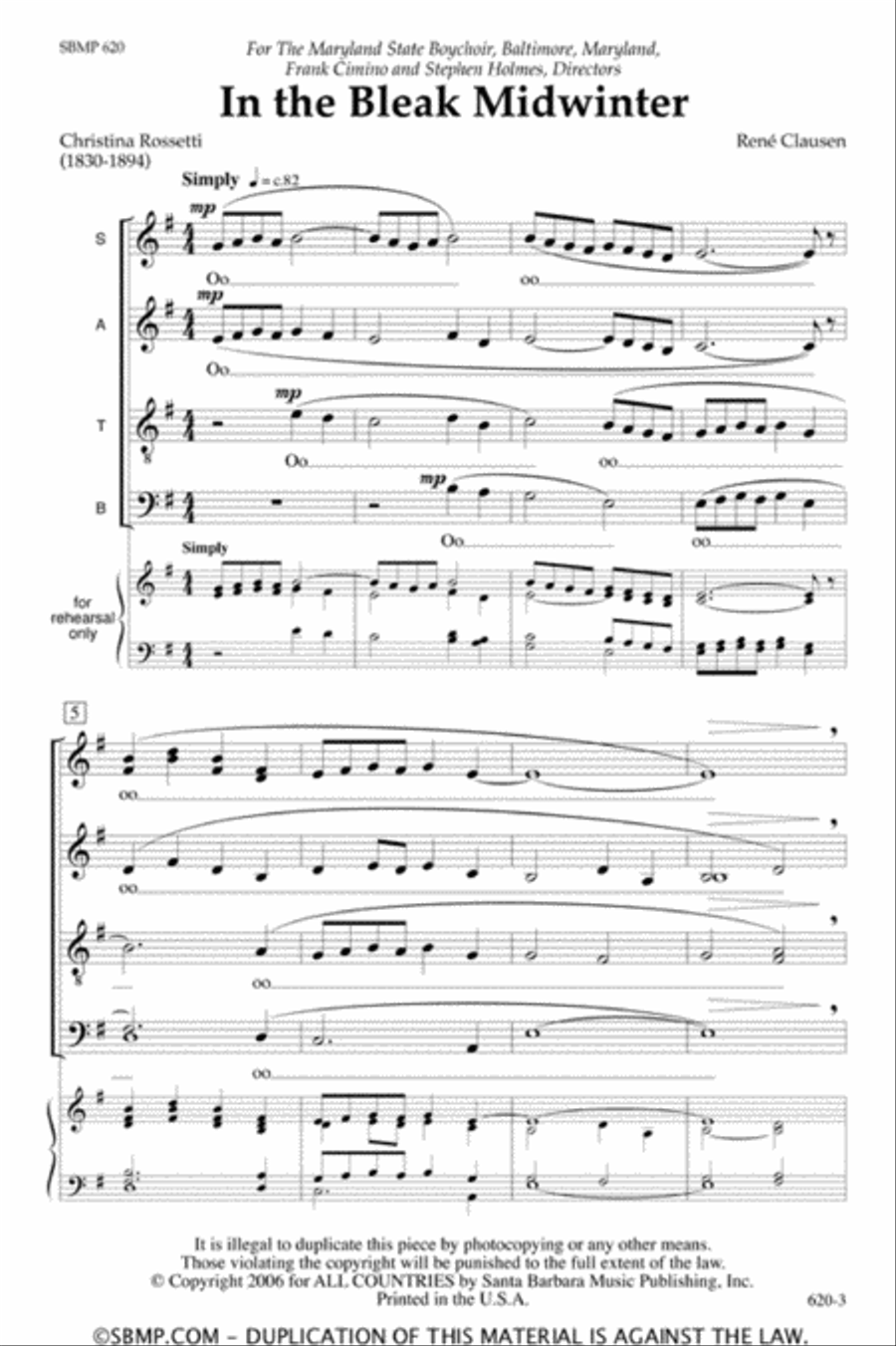 In the Bleak Midwinter - SATB Octavo 4-Part scores gallery preview page 2