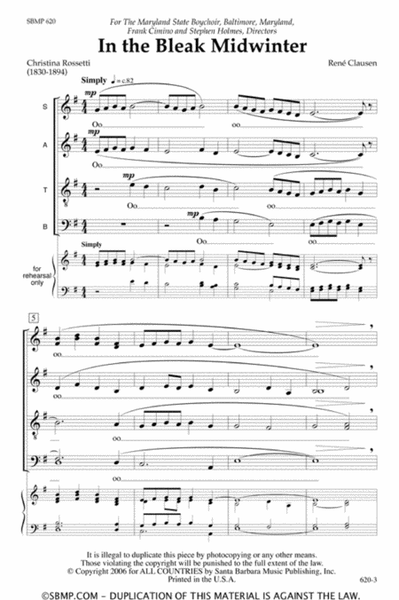 In the Bleak Midwinter - SATB Octavo image number null