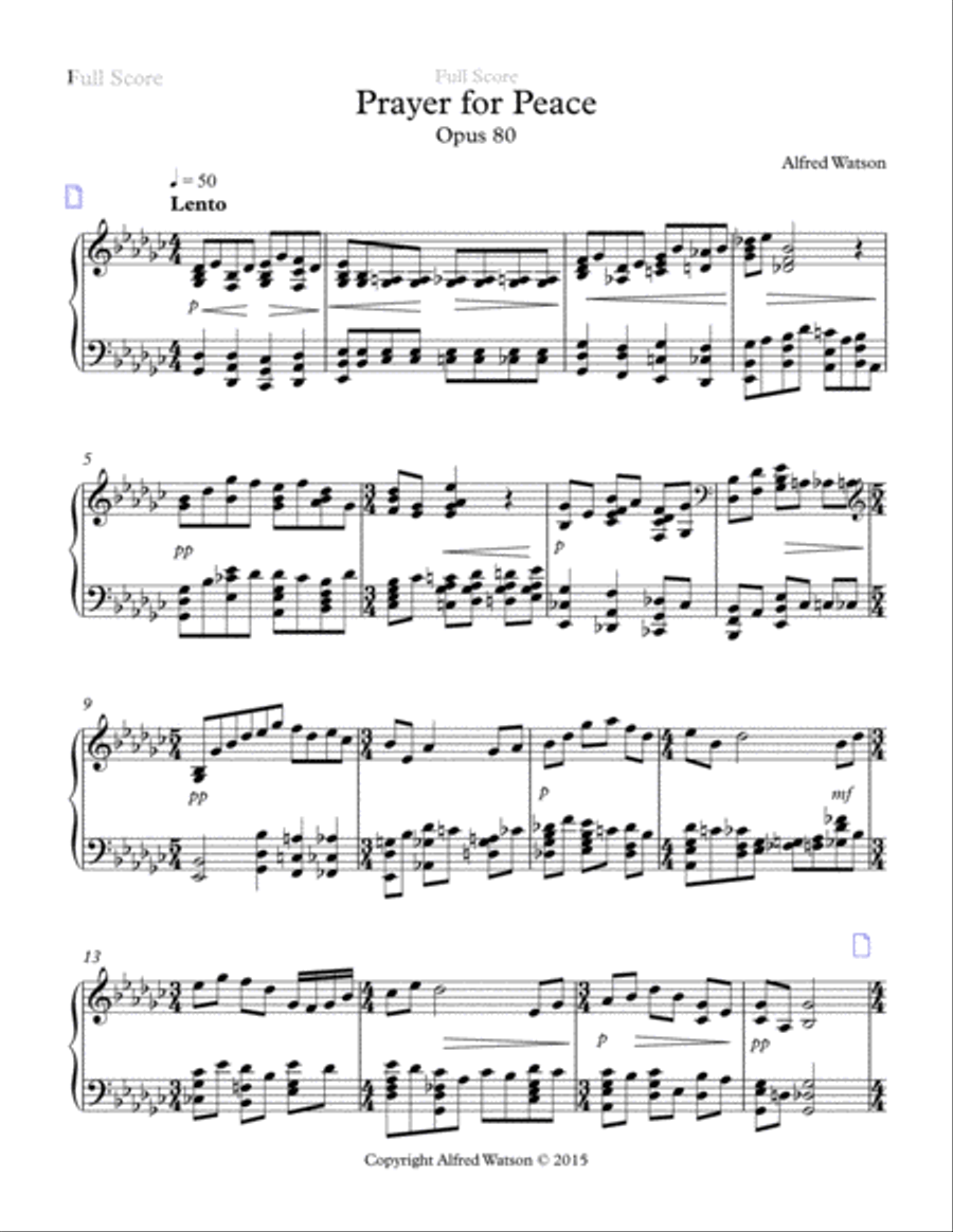 Prayer for Peace Opus 80 Prayer for Peace Opus 80 Piano Solo scores gallery preview page 2