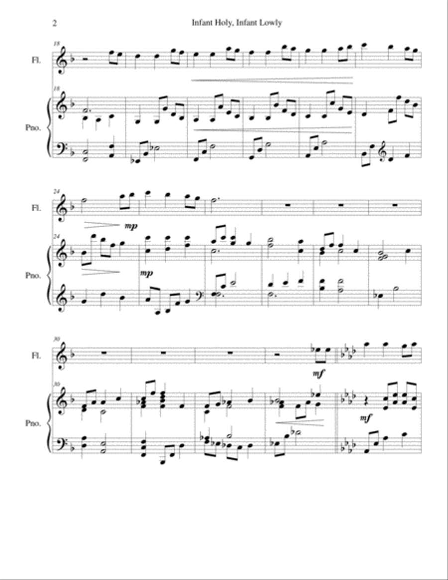 Infant Holy, Infant Lowly (flute/piano), arr. Brenda Portman Flute Solo scores gallery preview page 2