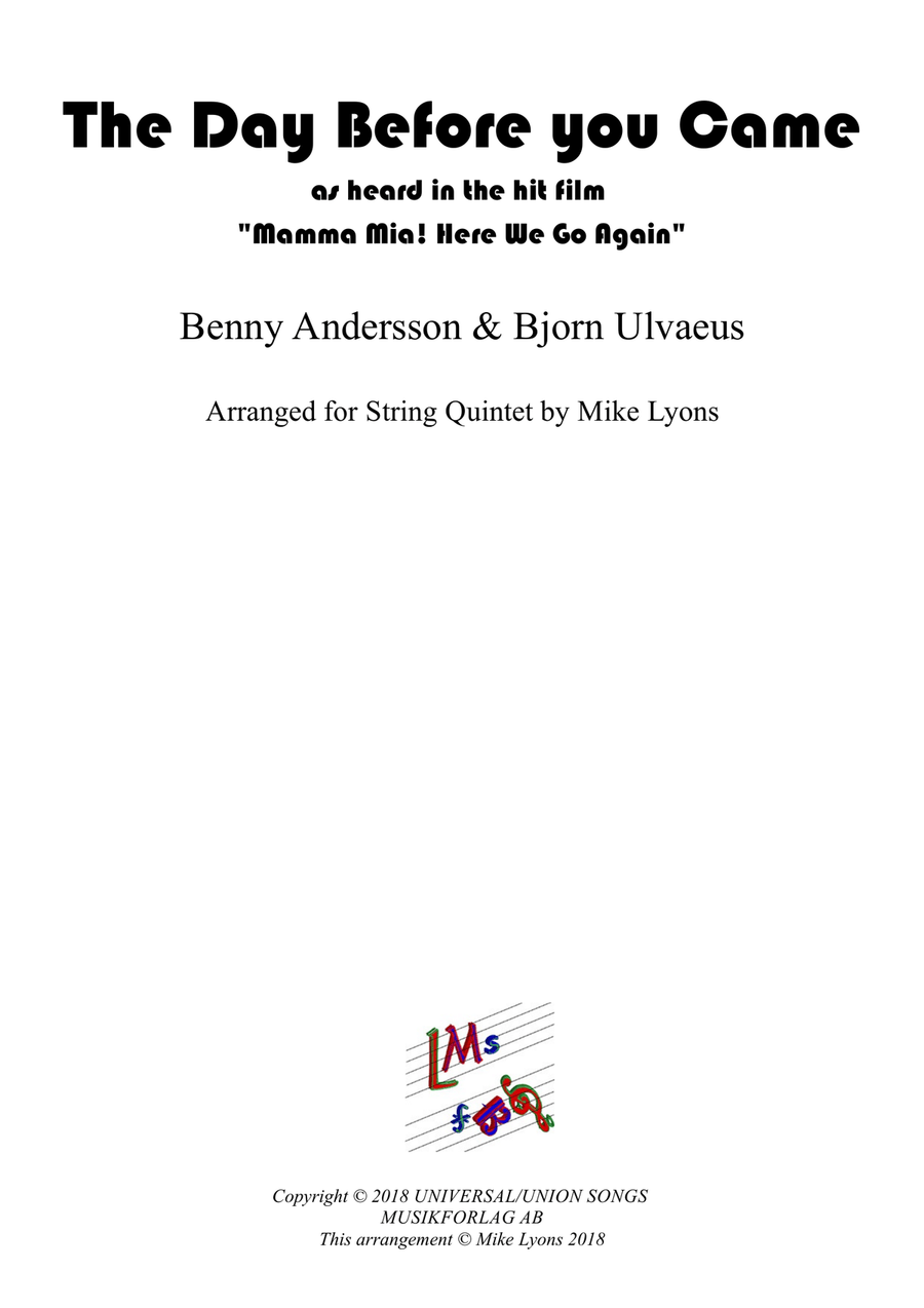 The Day Before You Came String Orchestra scores gallery preview page 1