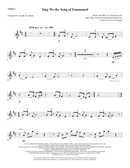 Sing We the Song of Emmanuel (arr. Joseph M. Martin) - Violin 2
