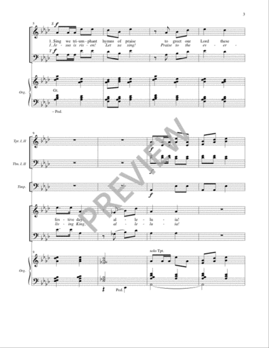 Sing We Triumphant Hymns of Praise / Jesus Is Risen! Let Us Sing! - Full Score and Parts Trombone scores gallery preview page 4