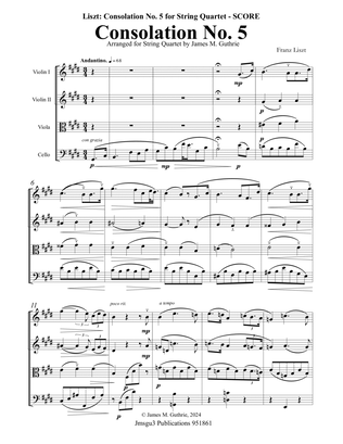 Liszt: Consolation No. 5 for String Quartet