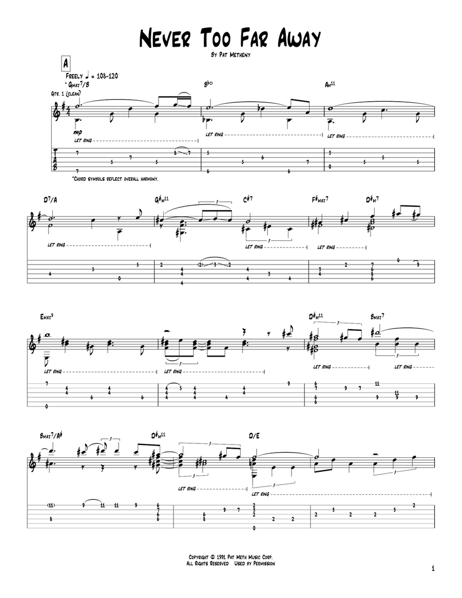 Never Too Far Away Electric Guitar scores gallery preview page 1