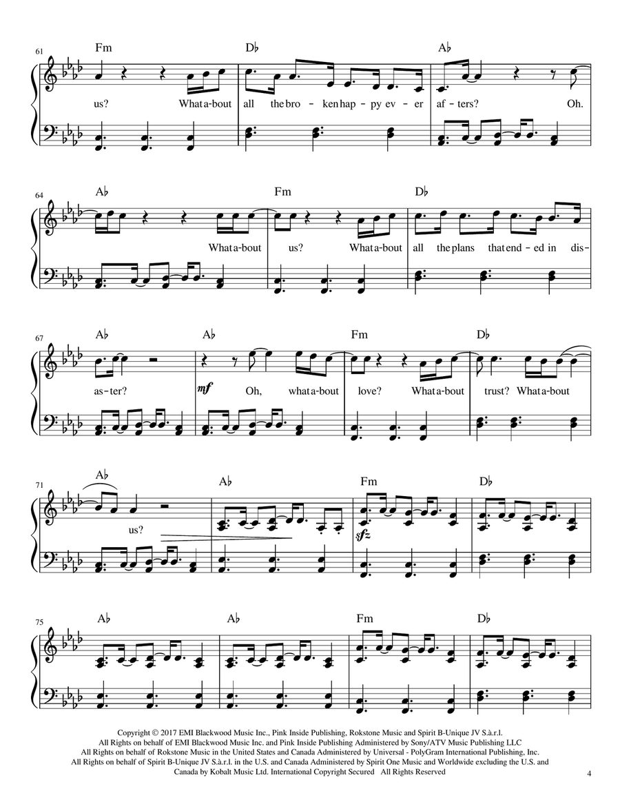 What About Us What About Us Piano, Vocal scores gallery preview page 4