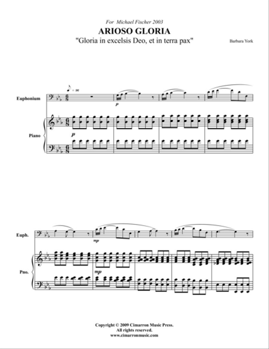 Arioso Gloria Arioso Gloria Euphonium scores gallery preview page 1