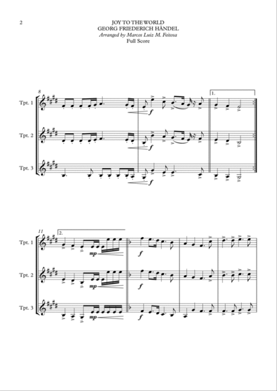 Joy To The World (Cantai Que o Salvador Chegou) - Trumpet Trio Trumpet Trio scores gallery preview page 4