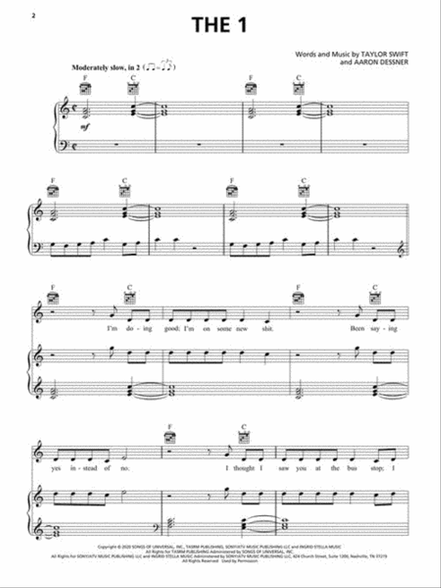 Taylor Swift – Folklore Piano, Vocal, Guitar scores gallery preview page 5