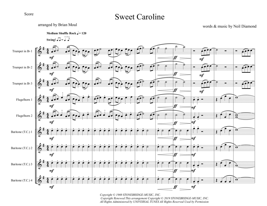 Sweet Caroline Sweet Caroline Large Ensemble scores gallery preview page 1