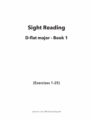 Book cover for Sight Reading in D-flat major Book 1 - Intermediate Sight Reading Piano Exercises