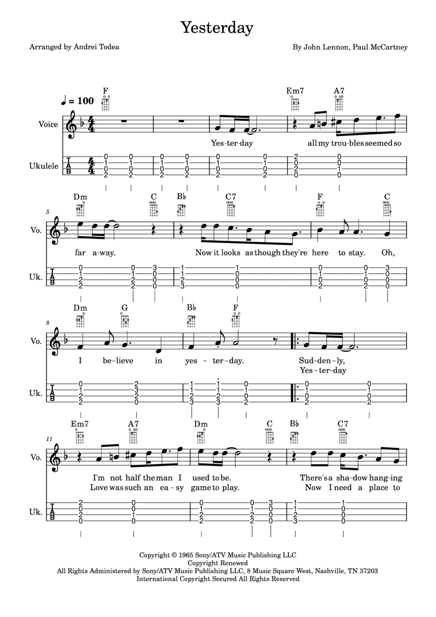 Yesterday Yesterday Chamber Music scores gallery preview page 1