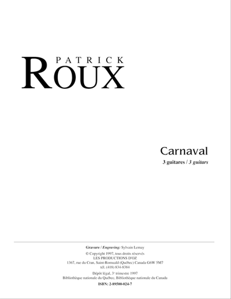 Carnaval Guitar Ensemble scores gallery preview page 1