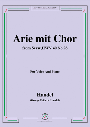 Book cover for Handel-Serse HWV 40 No.29,for Voice and Piano