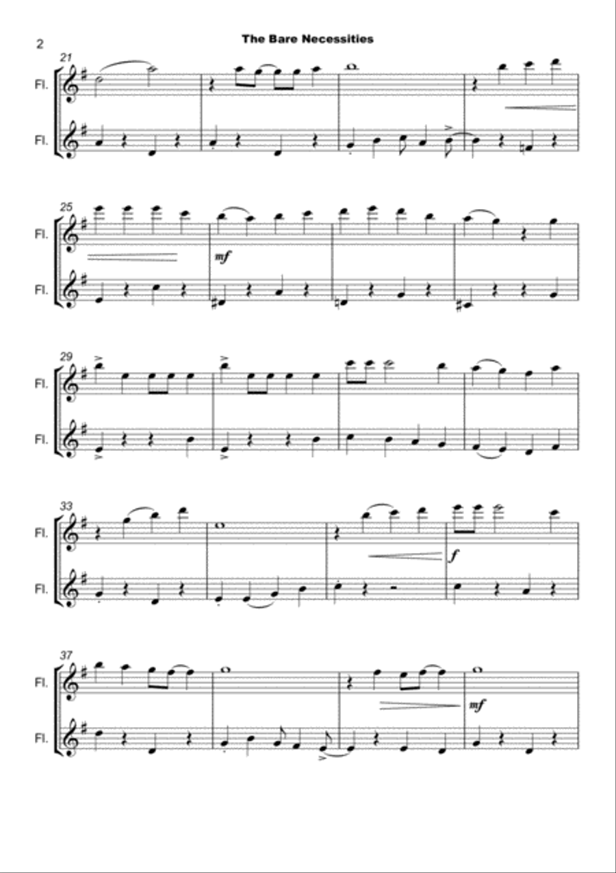 The Bare Necessities from THE JUNGLE BOOK Flute Duet scores gallery preview page 3