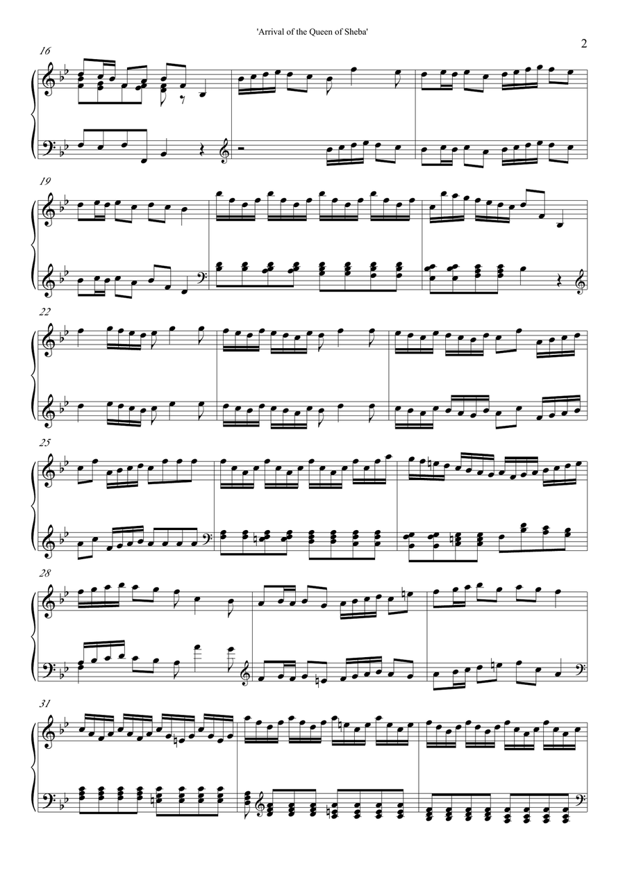 Arrival of the queen of Sheba Piano Solo scores gallery preview page 2