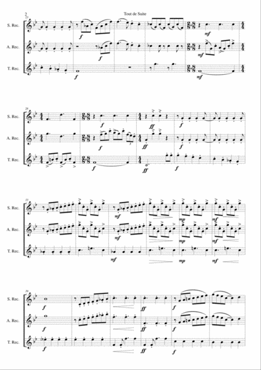 Tout de Suite (or Toot Sweet) for recorder trio Soprano Recorder scores gallery preview page 2