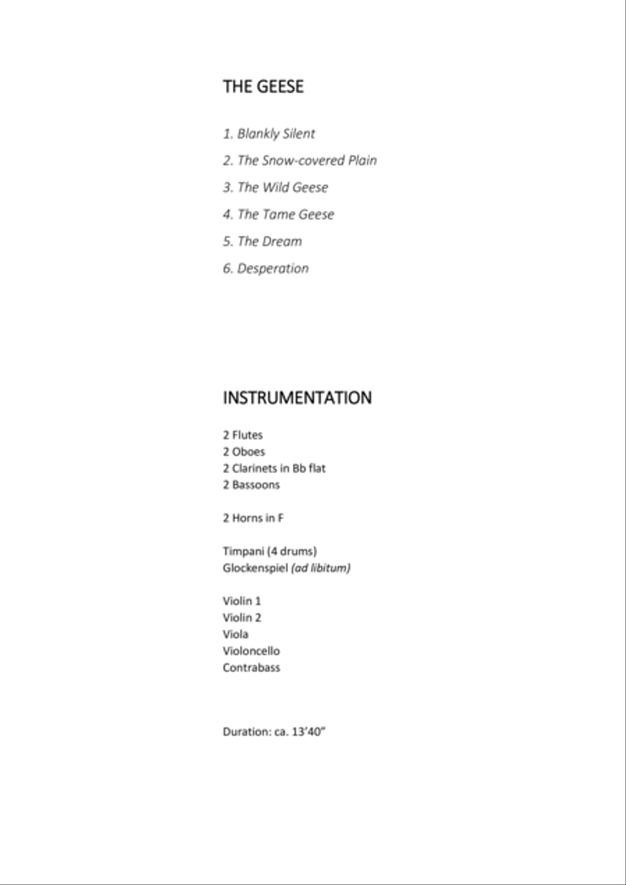 The Geese - A Musical Poem for Chamber Orchestra Chamber Orchestra scores gallery preview page 4