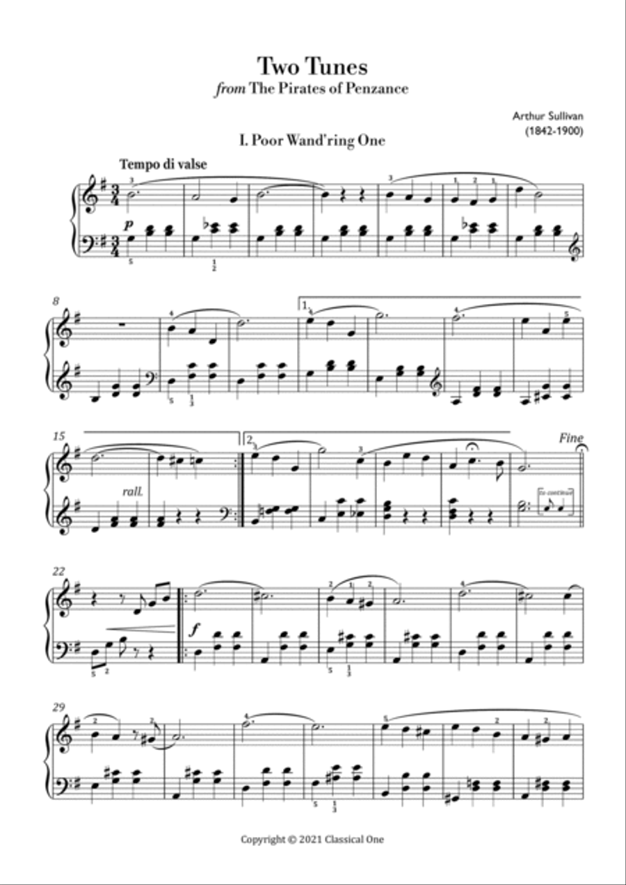 Sullivan - Two Tunes from The Pirates of Penzance(Easy Piano Version) Small Ensemble scores gallery preview page 2