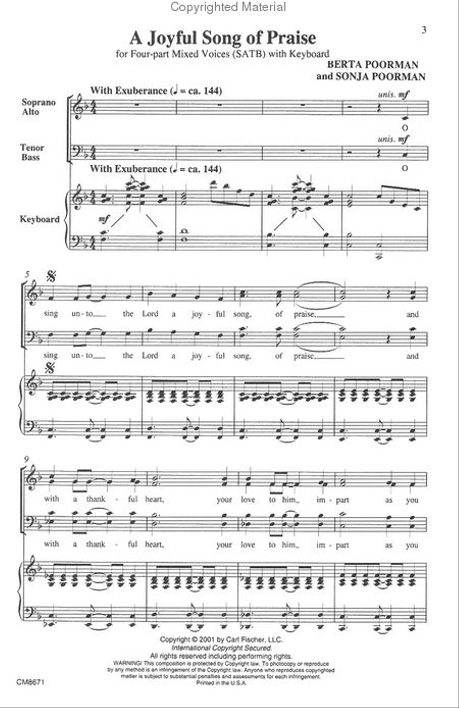 A Joyful Song of Praise A Joyful Song of Praise 4-Part scores gallery preview page 2