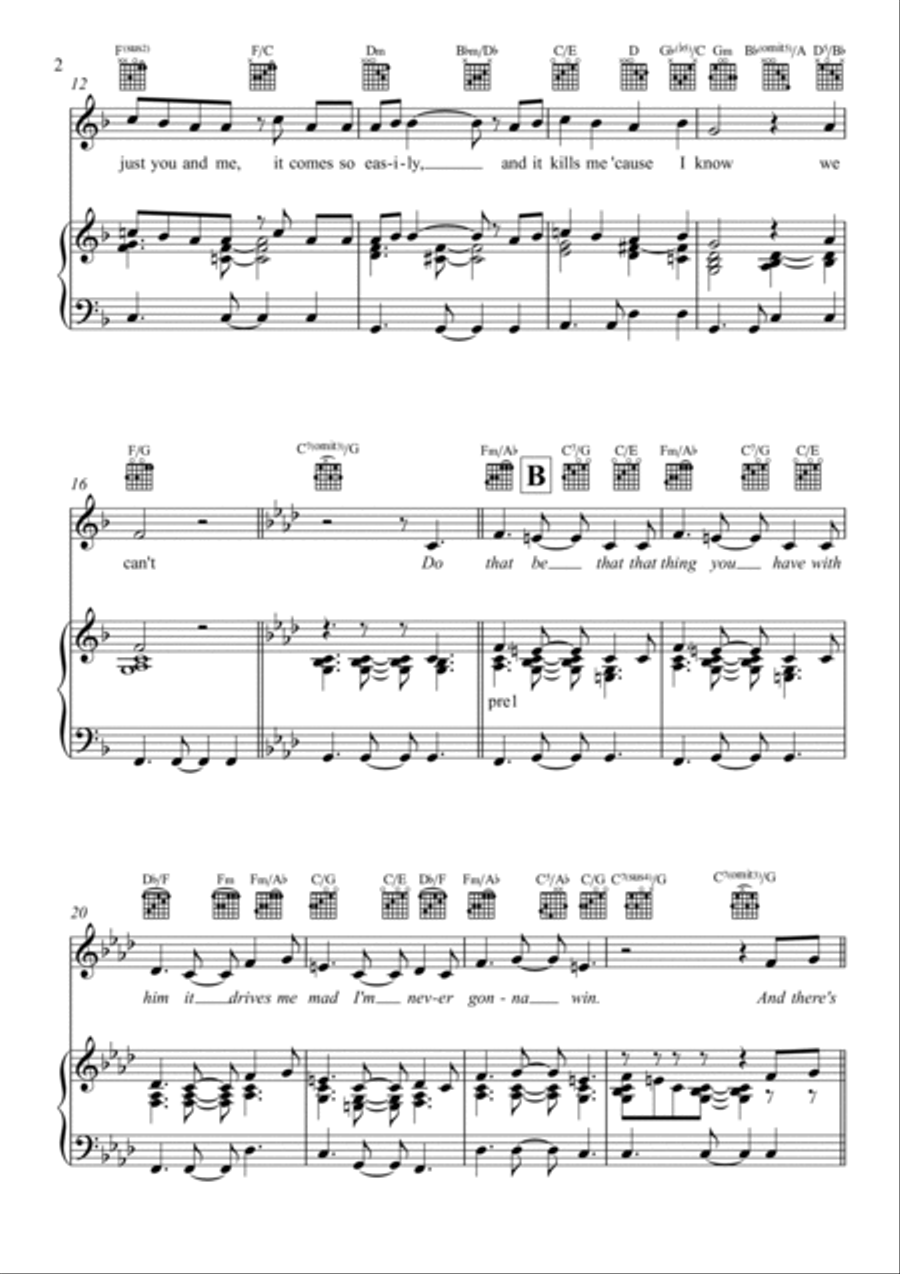 Piece Of You Piano, Vocal, Guitar scores gallery preview page 2