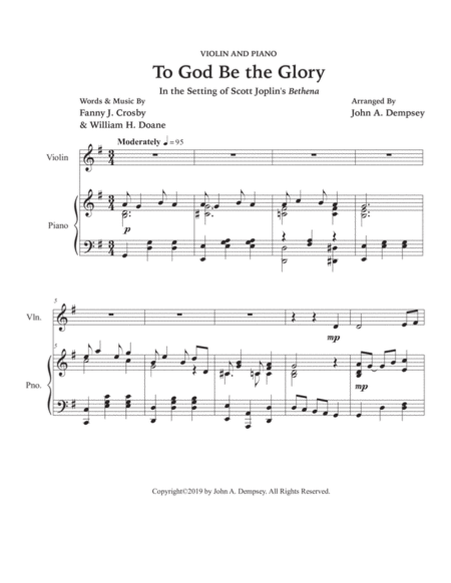 To God Be the Glory (Violin and Piano) image number null