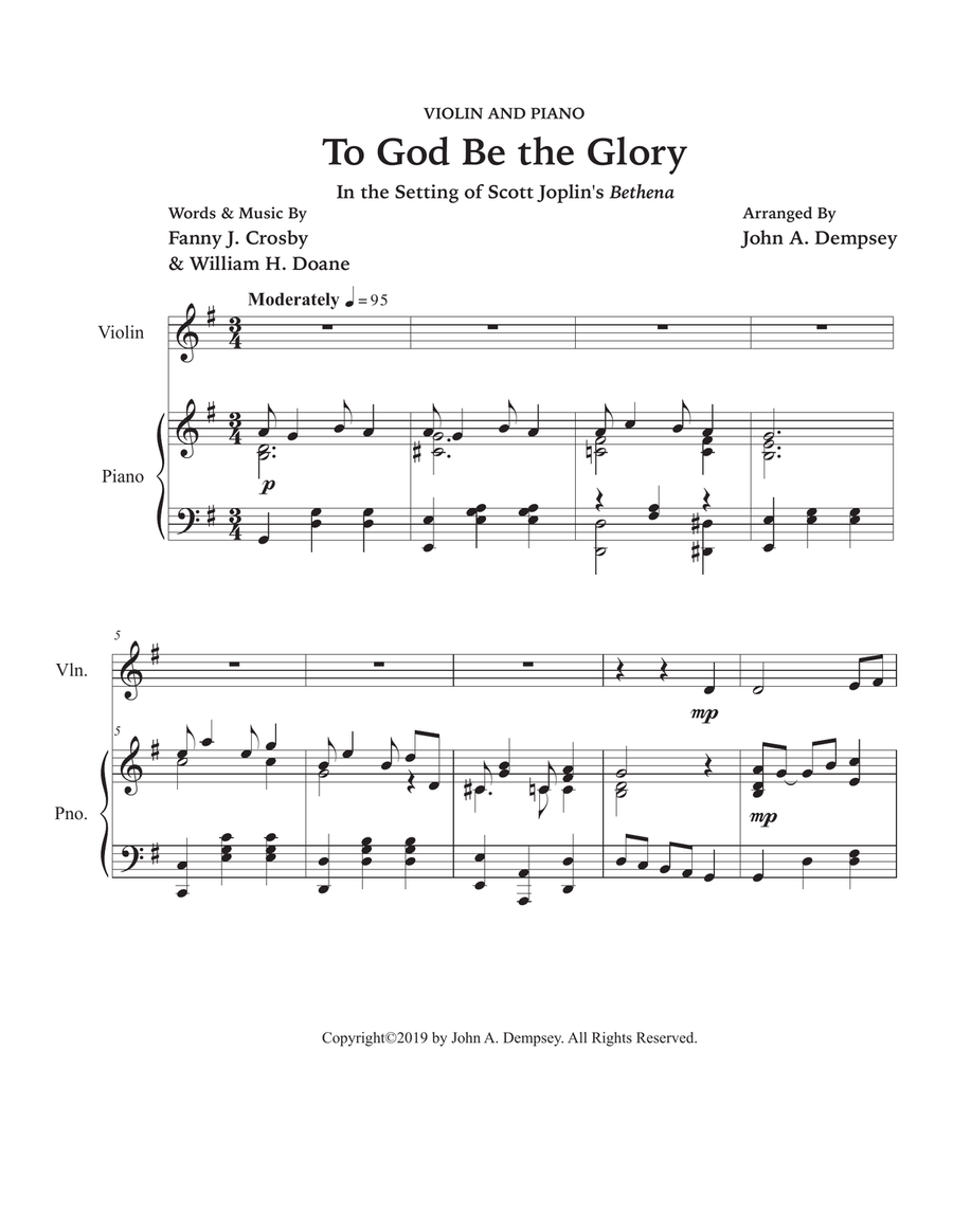 To God Be the Glory (Violin and Piano) Violin Solo scores gallery preview page 5