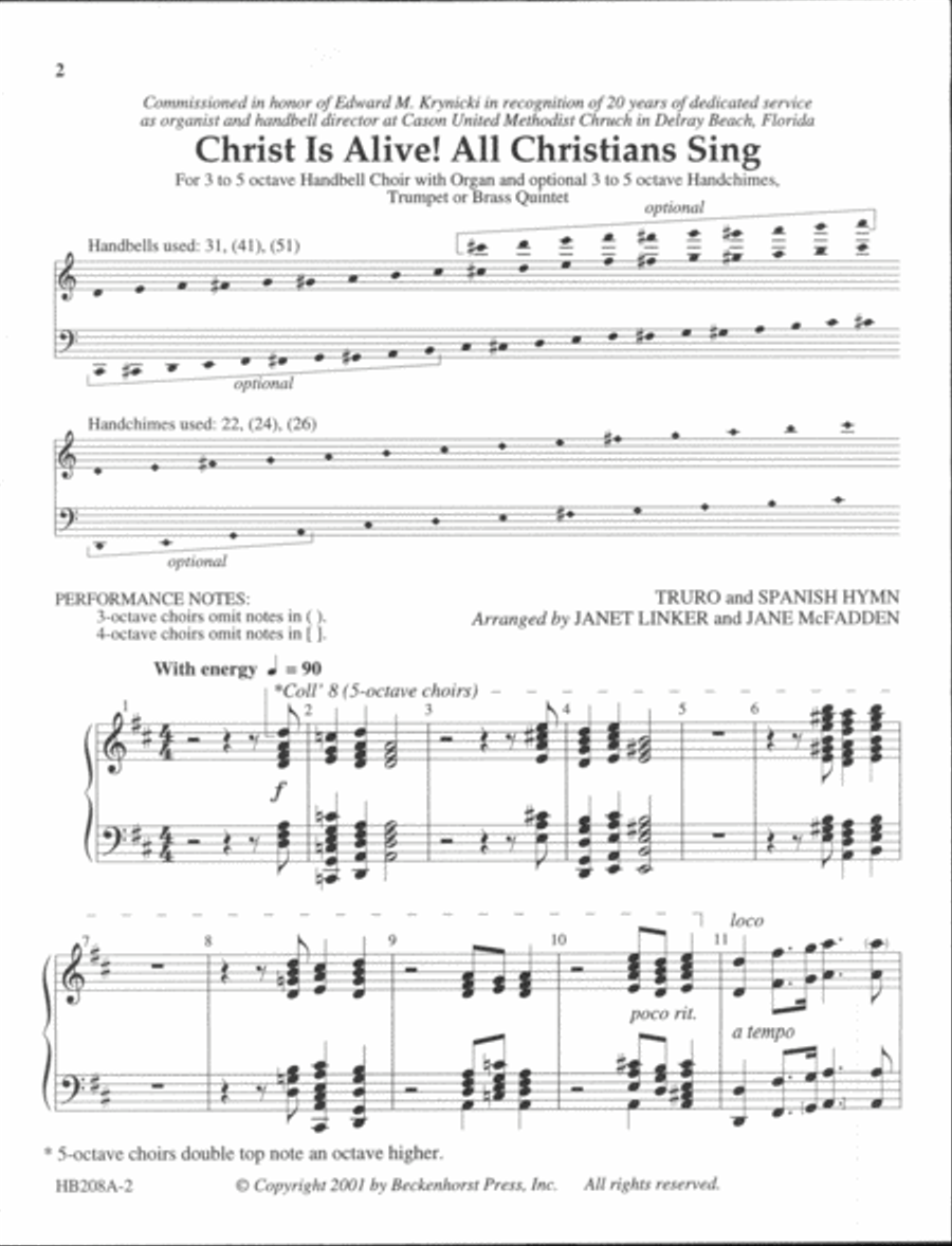 Christ Is Alive! All Christians Sing - handbell part 5-Octaves scores gallery preview page 6