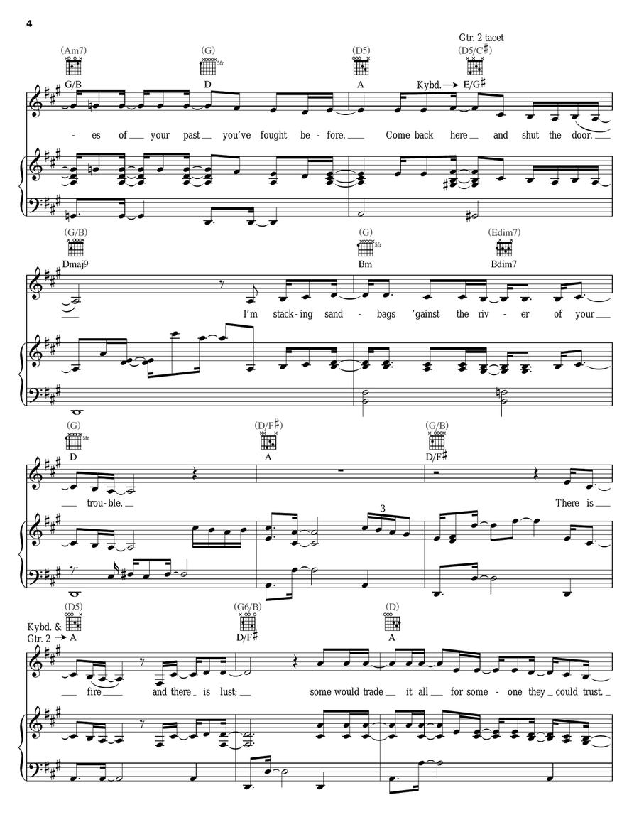 Come On Home Piano, Vocal, Guitar scores gallery preview page 4