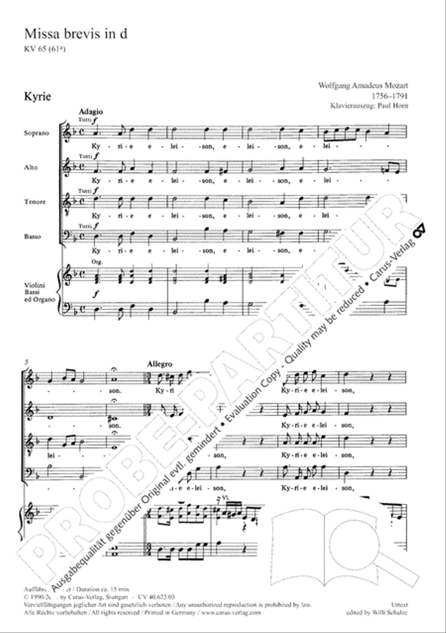Missa brevis in D minor Missa brevis in D minor 4-Part scores gallery preview page 6