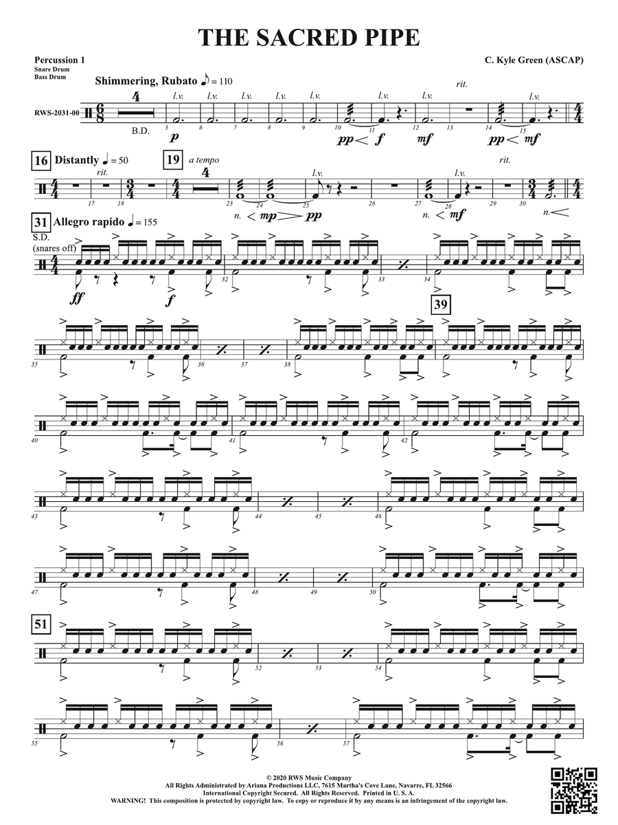 The Sacred Pipe: 1st Percussion Percussion scores gallery preview page 1