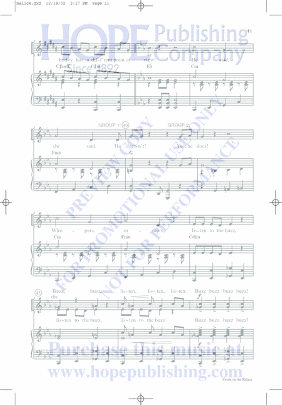 Malice in the Palace Unison Choir scores gallery preview page 11