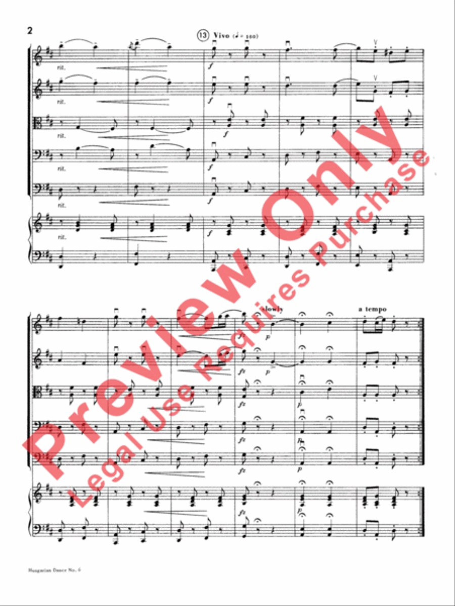 Hungarian Dance No. 6 String Orchestra scores gallery preview page 5