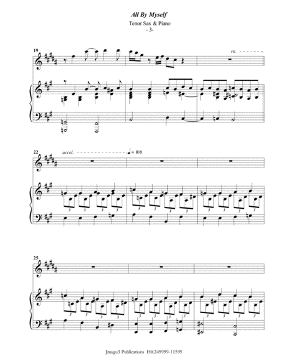 All By Myself Tenor Recorder scores gallery preview page 3