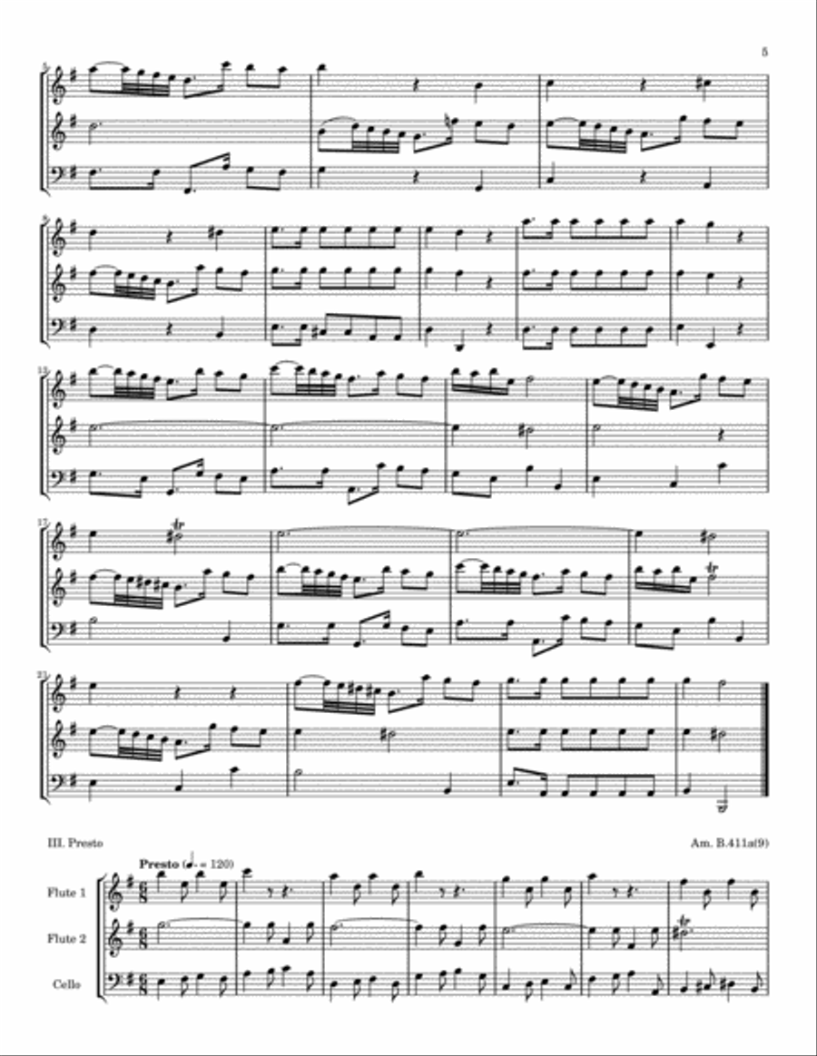 Stolzel Trio Sonata in E Minor Am. B. 411a(9) Small Ensemble scores gallery preview page 5
