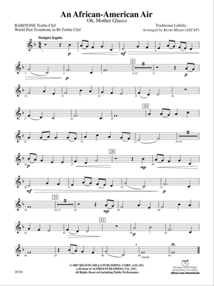 An African-American Air: Baritone T.C. Concert Band scores gallery preview page 1