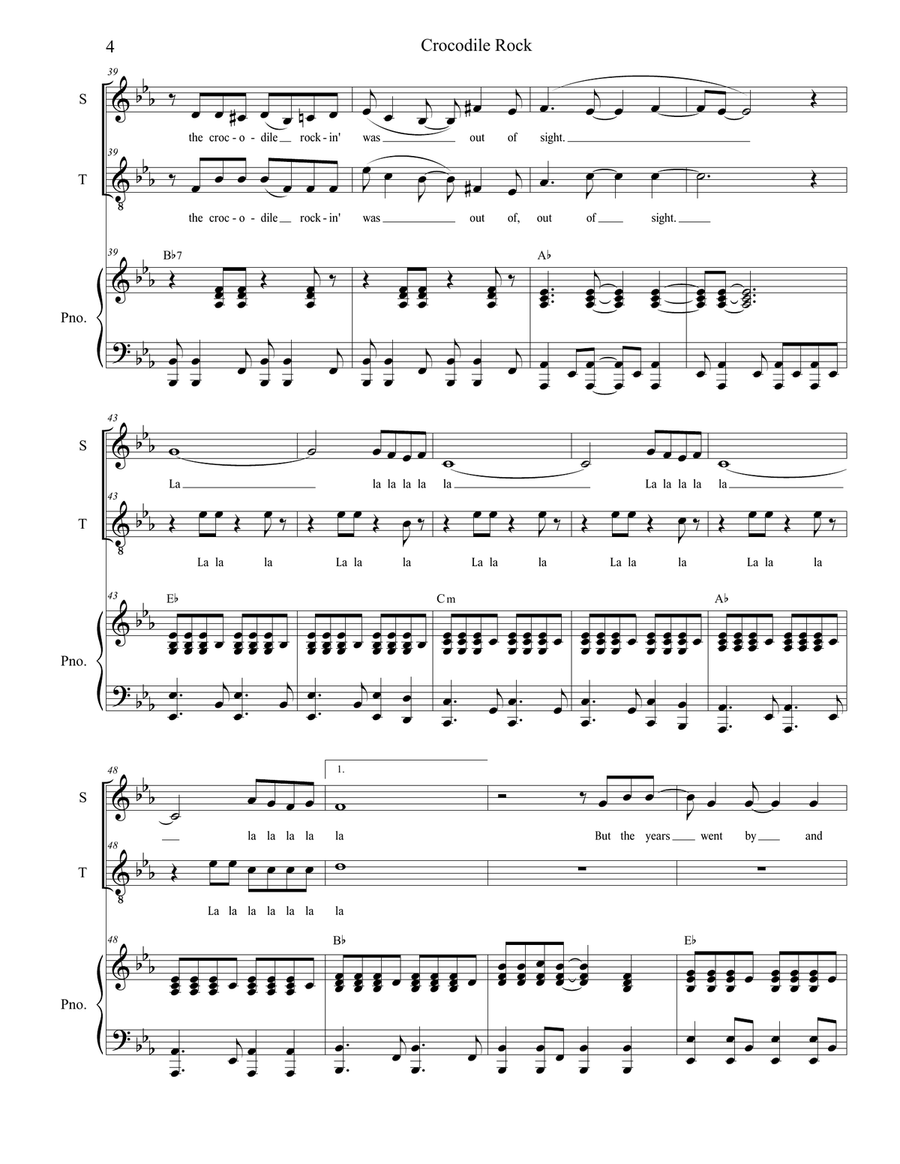 Crocodile Rock Vocal Duet scores gallery preview page 4