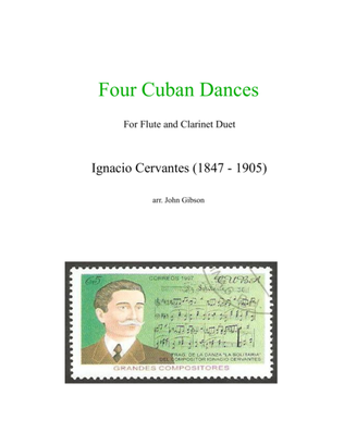 Book cover for 4 Cuban Dances by Cervantes for flute and clarinet duet