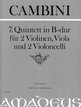 Book cover for String Quintet No. 7 in B flat Major